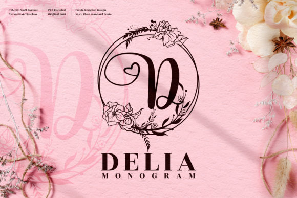 Delia Monogram Font for Elegant Editorial Design